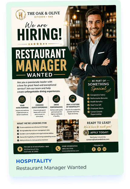Hospitality hiring flyer example