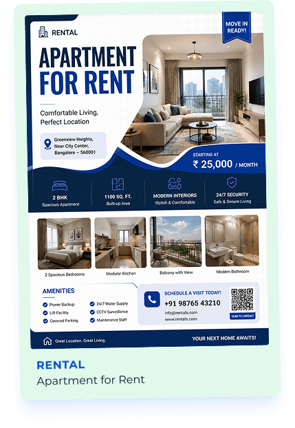 Apartment for rent rental flyer example