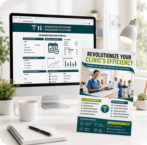 Healthcare Management Platform Brochure and Dashboard Design