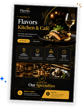 Restaurant Menu Design for Flavors Kitchen and Cafe
